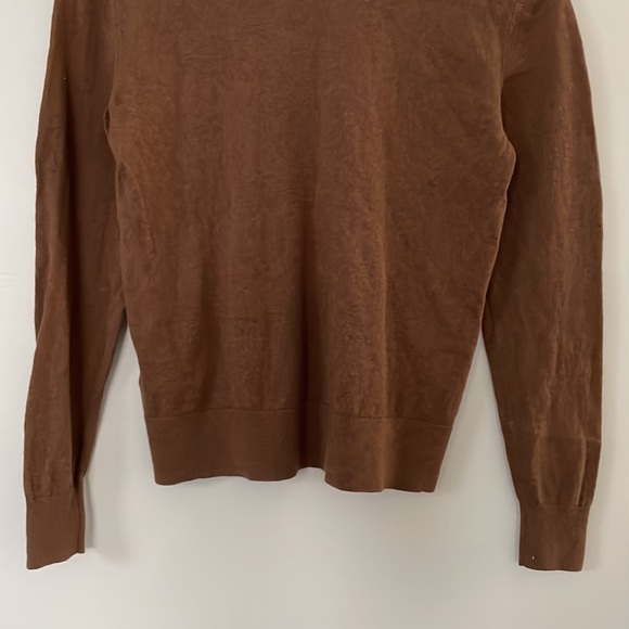 Everlane | Organic Cotton Dark Camel Crew Neck Knit Sweater Size XL - Picture 7 of 9